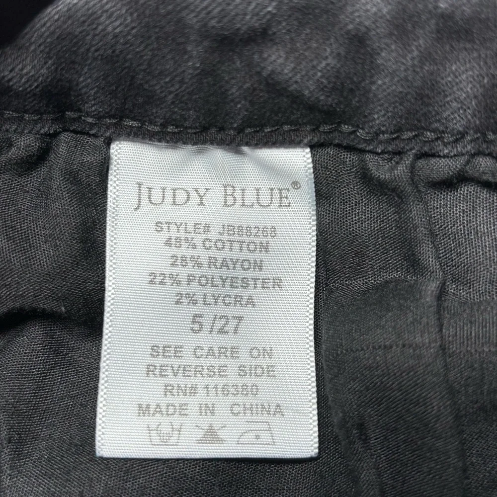 Judy Blue Jeans Womens 27 Skinny Fit Black Denim Distressed High Rise Raw Hem